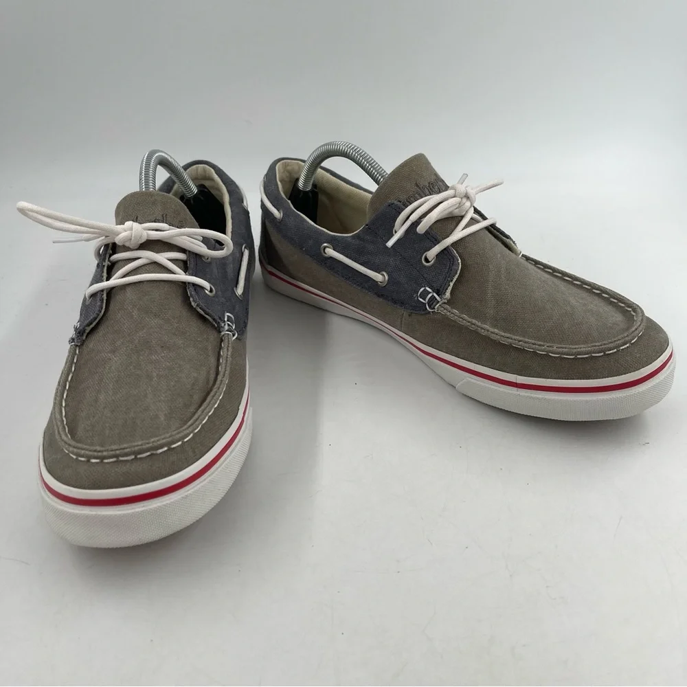 NEW! Timberland Men’s Earthkeepers Taupe Grey Canvas Lace-Up Boat Shoe - Size 10